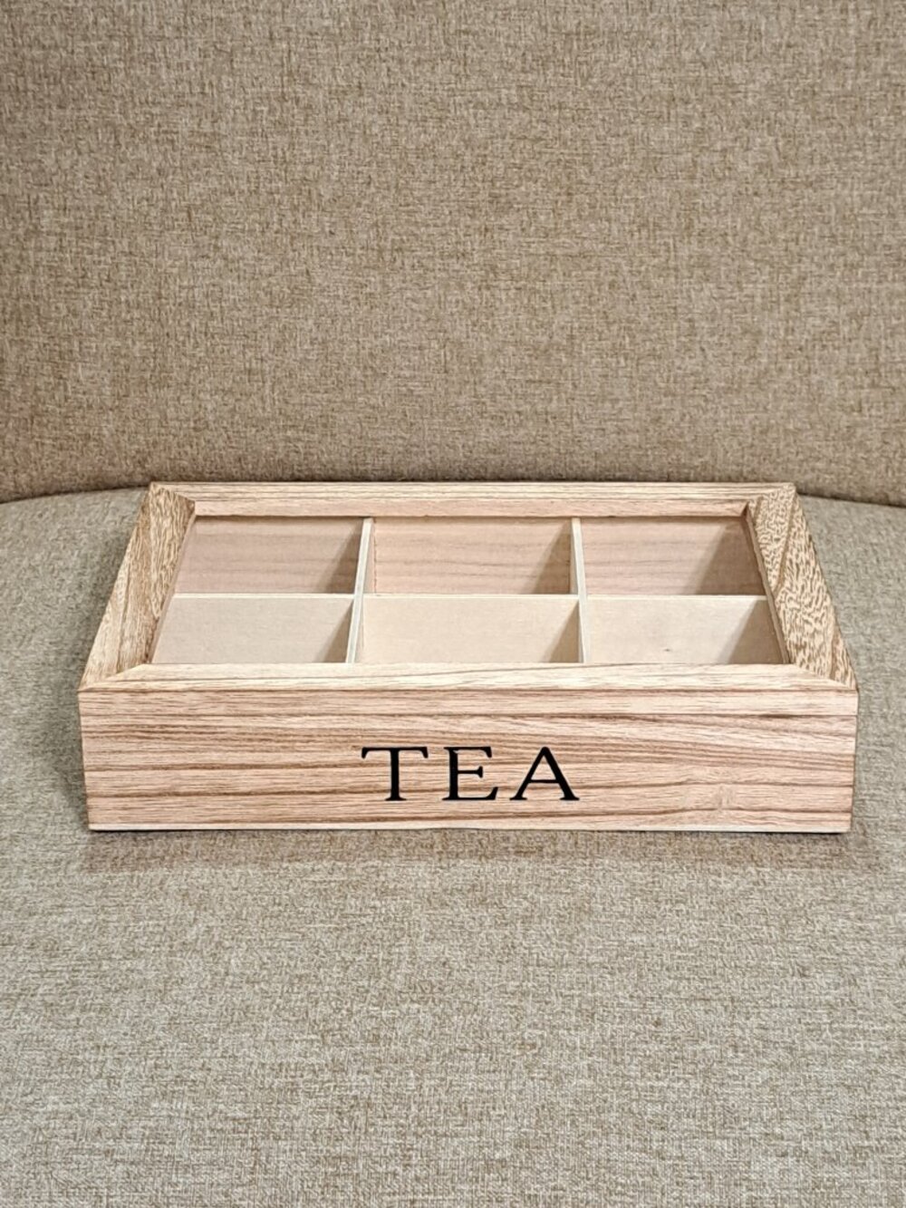 Wooden Tea Box with Dividers and Clear Window